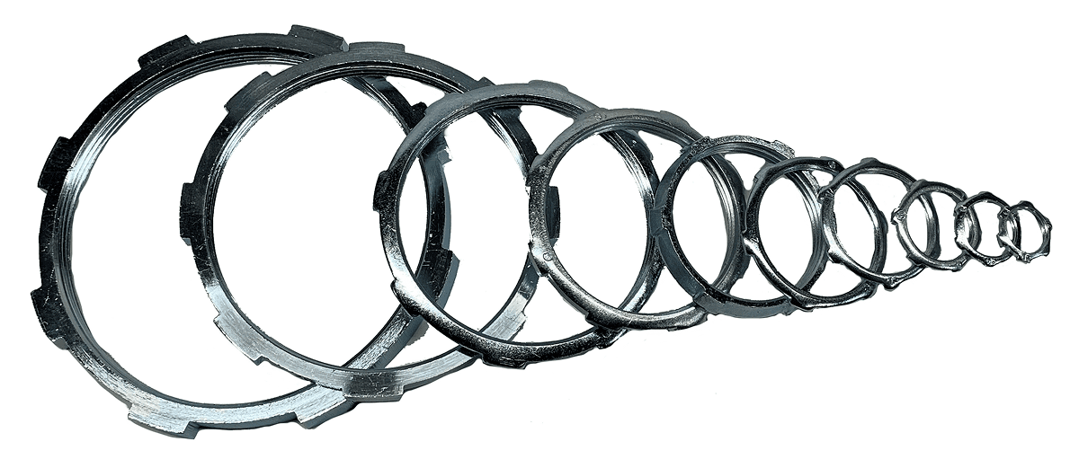 Stacked metal rings decreasing in size